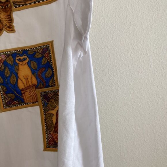 The Quacker Factory Shirt button down Cat lovers white Sz Small never used - Picture 5 of 10